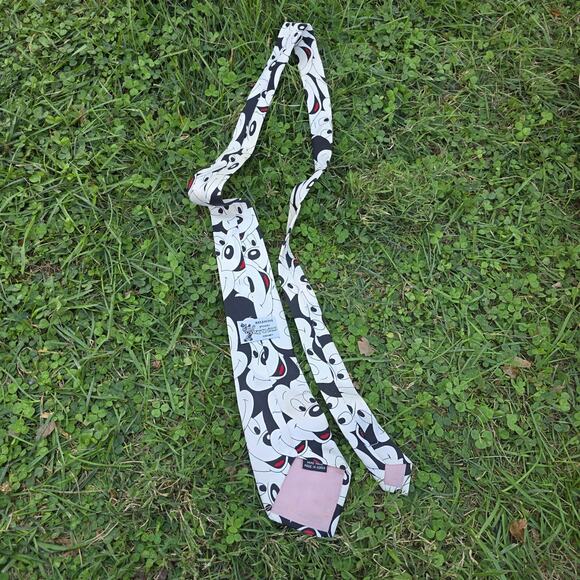 Vintage Disney Mickey Mouse Unlimited Silk Tie AOP Necktie Black White Korea - Picture 5 of 5